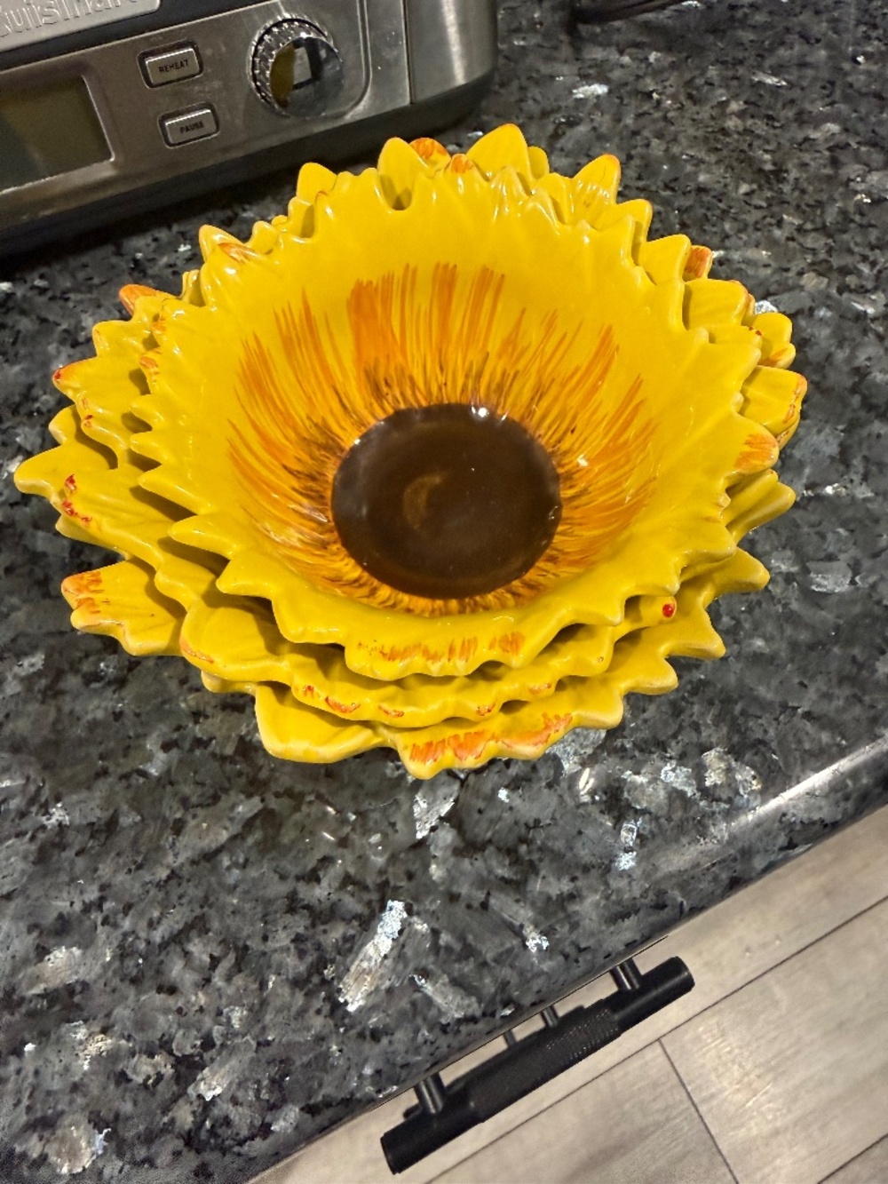 Vintage Nantucket Home Sunflower Nesting Bowls - Set of 3 - Yellow Ceramic Price
